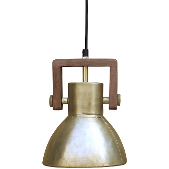Mała lampa metalowa złota loft drewno Ashby 19cm